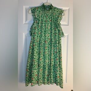 Floral Ruffle Mini Dress in Green by [Brand]